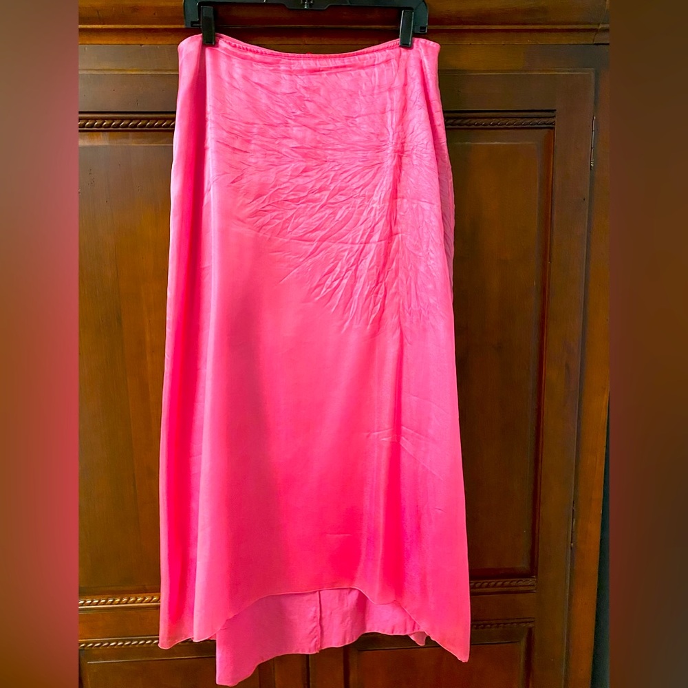 Vintage Emporio Armani bright pink maxi skirt with flower detail size 10